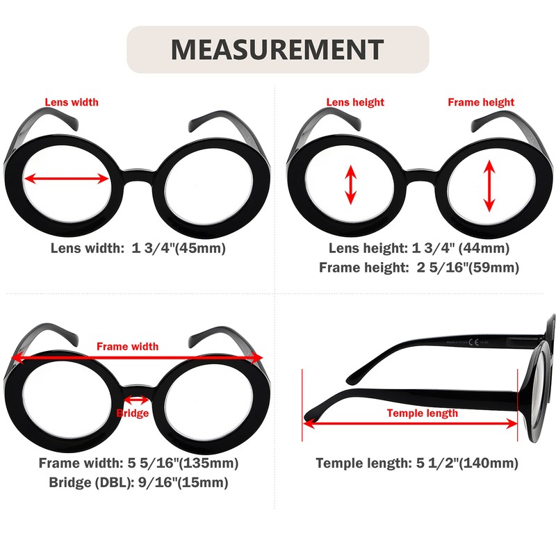 Eyekepper Paquete de 4 gafas de lectura redondas para mujer,