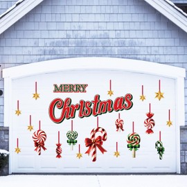 90shine 41PCS Christmas Garage Door Decorations Magnets - Candy Cane, Merry Xmas Refrigerator Fridge Kitchen Decor