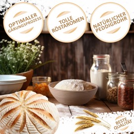 Robin Goods® 2 x Fermentation Baskets with Washable Linen Insert - Proofing Basket Made of Natural Wicker - Bread Basket for Bread Baking - Round Bread Mould - Baker's Lines (Fermentation Basket Round