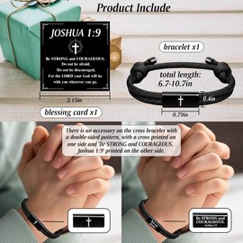 Bible Verse Adjustable Rope Cross Bracelet, Christian Catholic Valentine Easter Baptism First Communion Confirmation Gifts for Him Teens Husband Friends Thanksgiving Christmas Stocking Stuffers