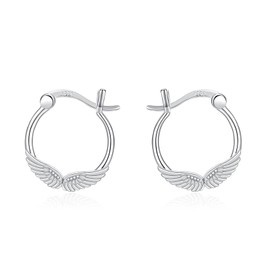 Cuoka Angel Wings Earrings 925 Sterling Silver Angel Wings Huggie Hoop Earrings,Hypoallergenic Wings Small Hoop Earrings Jewelry for Women