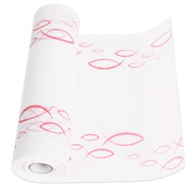 HOECMRHP Fish Table Runner Fleece (28 cm x 6 m) for Boys and Girls Communion Confirmation Christening (White/Pink)
