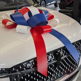 CarBowz Big Patriotic, Red White and Blue, Car Bow, Giant 30" Bow, Non Scratch Magnet, Weather Resistant Vinyl