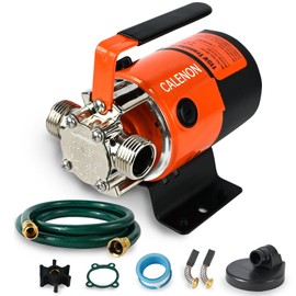 CALENON 115V Portable Utility Transfer Pump, 330 GPH High Flow Water Removal Pump with 6 Ft Hoses & Kit, Self-Priming, for Basement, Aquarium, Pool, Garden, RV, Emergency Use
