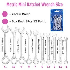 HaoTrade 10 Piece Mini Ignition Wrench Set, Combination Wrench Set, Metric 4mm-11mm Open End and Box End Spanner Carbon Steel Spanner with Portable Pouch for Assembling Furniture Small Equipment