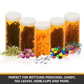 Botellas vacías de plástico con tapas de presión fáciles de abrir (no resistentes a los niños), frascos de medicamentos recetados, contenedores transparentes organizadores de pastilleros (8 tambores, 12 piezas)