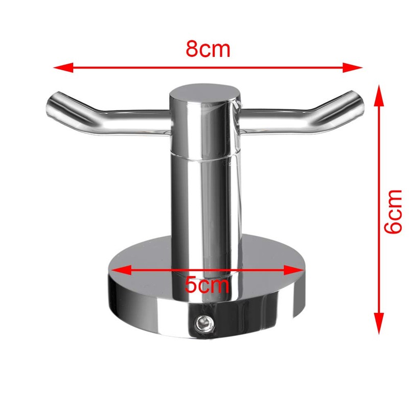 Dandelionsky 2PCS Wall Mount Robe Hooks Modern Polished Chrome Solid