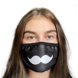Komonee Adults Face Mask Washable Reusable Trendy Dustproof Moustache Black Cloth Mouth Cover Covering For Boys Girls Outdoors Indoors Childrens School Protection