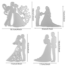 4Pcs /Set Wedding Dies for Card Making Bride and Groom Metal Cutting Dies for DIY Scrapbooking Paper Crafting Handmade Crafts Die Cuts,Wedding Decoration
