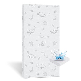 SJEUQOP Crib Mattress Topper 2" x 27.5" x 52", High Density Foam Breathable Baby and Toddler Mattress Topper with Waterproof Removable and Washable Cover, Fits Standard Cribs and Toddler Beds