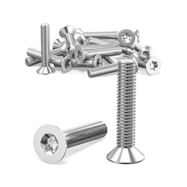Wavanta 20Pcs M4 Bolts, M4 x 20mm Countersunk Torx Bolts Screws, Flat Head Trox Drive Machine Bolt, 304 Stainless Steel, Full Thread