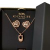 COACH 3-PC SET C Logo Rose Gold Necklace & Heart