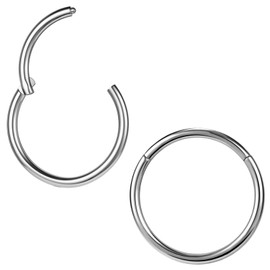 ZS 2Pcs ASTM F136 Titanium 6/7/8/9/10/12/14mm Cartilage Tragus Helix Earring Hoop 20G 18G 16G Lip Rings Nose Rings Septum Conch Piercings Jewellery (Sliver,18g,8mm)