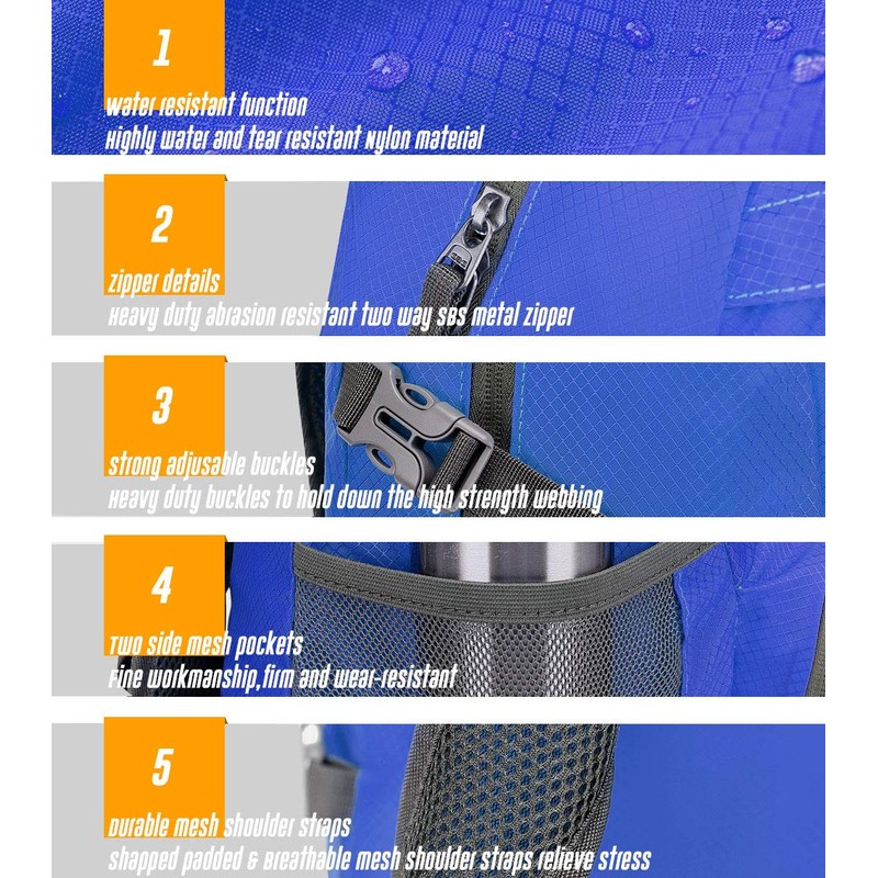 Dveda - Mochila ligera plegable de 35 l, impermeable, duradera,