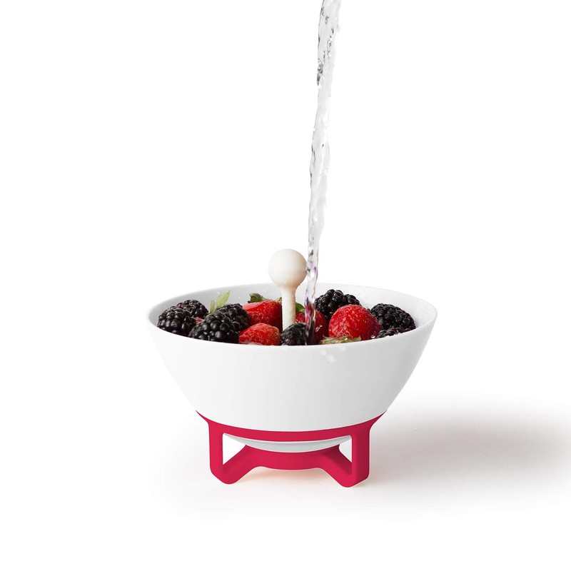 Chef'n Bramble Rinse and Carry Berry Colander, Plastic, White