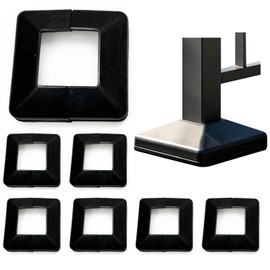 Black Deck Post Base Cover for Railings, 2x2 Inch, 6 Pcs