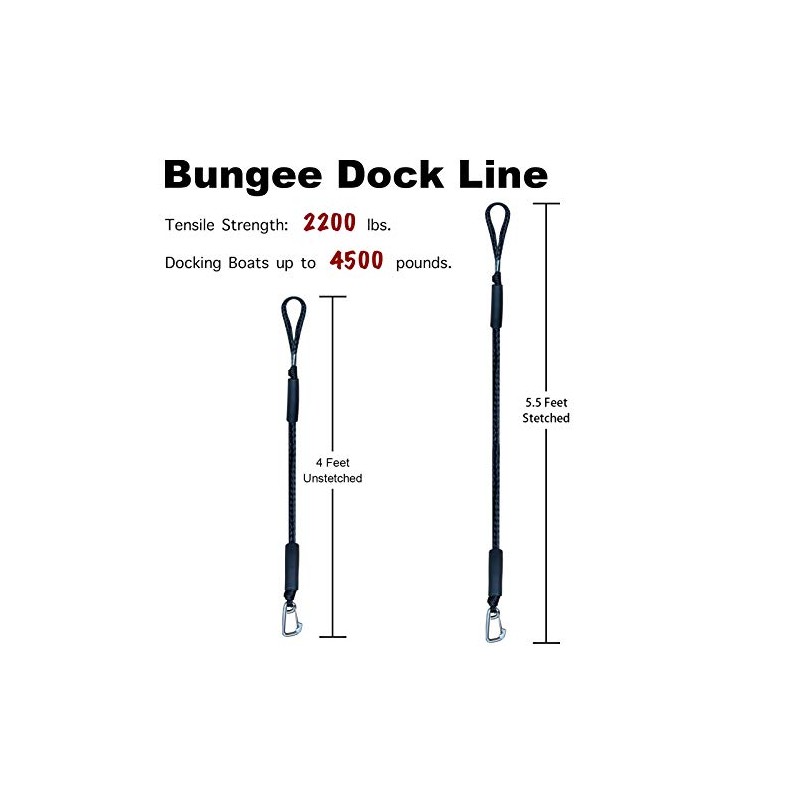 4 Feet Bungee Dock Line Mooring Rope with Stainless Steel