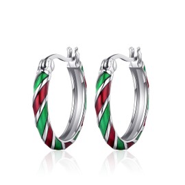 TALYKONG Christmas Hoop Earrings for Women Red Green White Small Hoops Earrings Christmas Jewelry for Women
