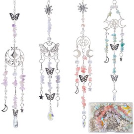 SUNNYCLUE 1 Box 4 Sets Butterfly Garden Suncatchers Crystals Rainbow Light Catchers Star Moon Sun Catchers Gemstome Beads Rainbow Maker Making Kit for Window Outdoor Hanging Ornament Home Deco Supply