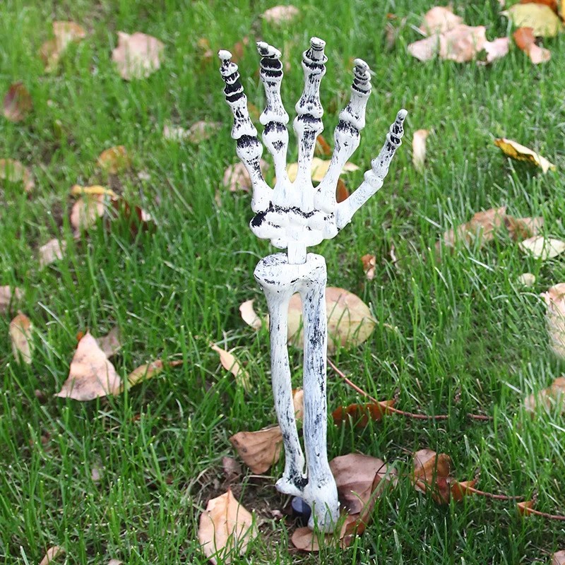Halloween Skeleton Yard Decoration – 3-Piece Skull & Bone Arm