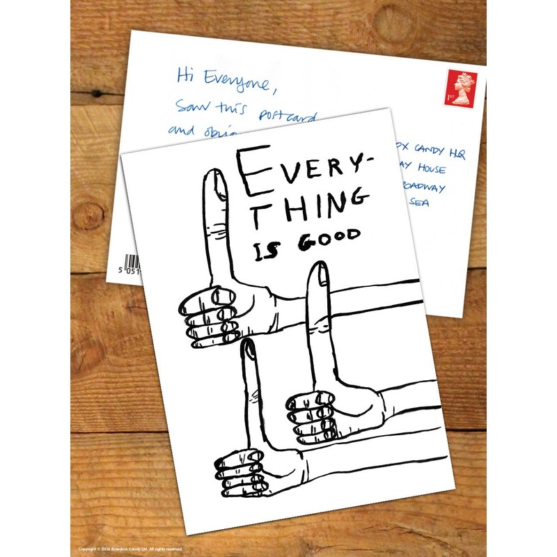 Funny Humorous 'David Shrigley Everything is Good' Novelty Postcard