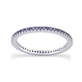 Jewel Zone US Simulated Alexandrite Eternity Stackable Wedding Ring in 925 Sterling Silver (1/5 Cttw)