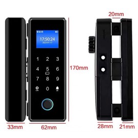Smart Lock for Glass Door, Lock Automatically, 5 Ways Unlock, with Screen., Fingerprint and Remote Control with Keypad Doorbell Function,Password Access Card and App Control
