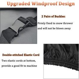 Snow Thrower Cover Waterproof Snow Blower Cover 600D Oxford with Windproof Buckles and Elastic Cord for Outdoor Electric All Weather Protection Universal Size 55" L x 44" H x 32" W
