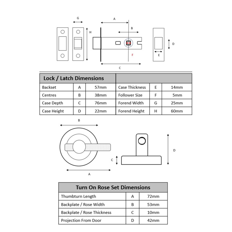HANDLEZONE® Linear Bar Designer Bathroom Toilet Door Thumb Turn and