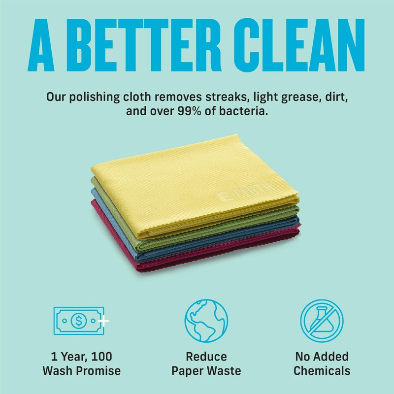 E-Cloth Polishing Microfiber Cleaning Cloth, 4-Pack - Microfiber Polishing Towels