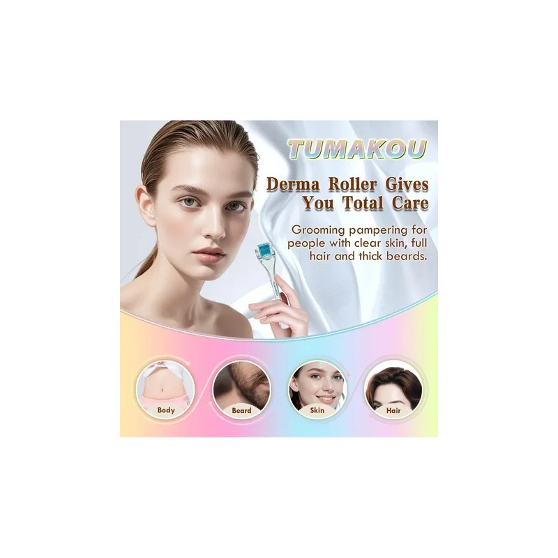 Rodillo De Microagujas Para Rostro, Cuero Cabelludo Y Barba