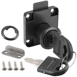 Litensh Security Cabinet Lock with Key Alike, Cylinder Zinc Alloy Locker Lock 22mm, Cam Lock Cupboard Lock Drawer Lock Furniture Lock Mailbox Post Lock, Black