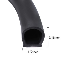 GoldWheel 18FT D-Shape Weather Stripping 1/2"×7/16" Heavy Duty Rubber Seal Weatherstrip Car Door Window Hollow Bulb Gasket Stripping Self-Adhesive for Auto Truck RV Door Window Soundproof