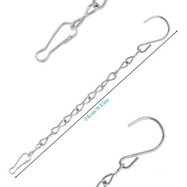 SUNIYUILD 6 Pack 9.5-Inch Silver Hanging Chains with Hooks - Durable Garden Plant Hangers for Bird Feeders, Lanterns, Wind Chimes, Planters, Chalkboards & Decorative Ornaments