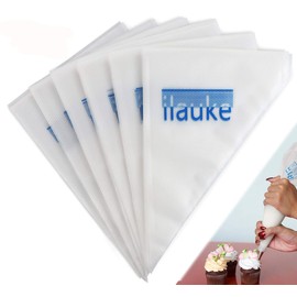 Ilauke Pack of 100 Reinforced Disposable Plastic Pastry Icing Piping Pouches for Icing Cake, white, 100PCS
