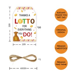 50pcs Lotto Thank You Tags, Casino Lotto Party Favors Gift Tag with String, Dollar Favor Tags for Birthday Party, Casino Themed Party Favors