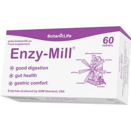Enzy-Mill - Digestion Supplement with 7 Essential Enzymes - 60 Tablets - Supports Digestion and Nutrient Absorption - Vegan - No Artificial Additives