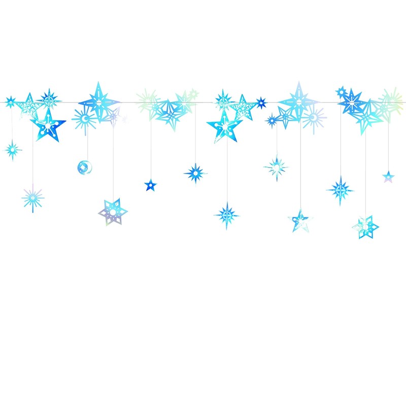 Cheerland Holographic Blue Star Iridescent Star Garland Décor for Space