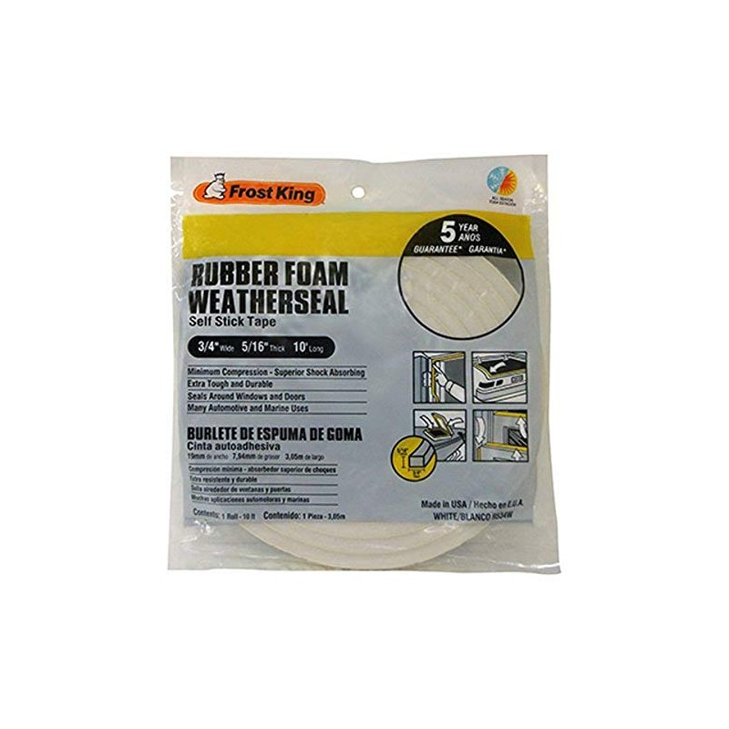 Frost King R534WH Sponge Rubber Foam Tape 5/16-Inch, White