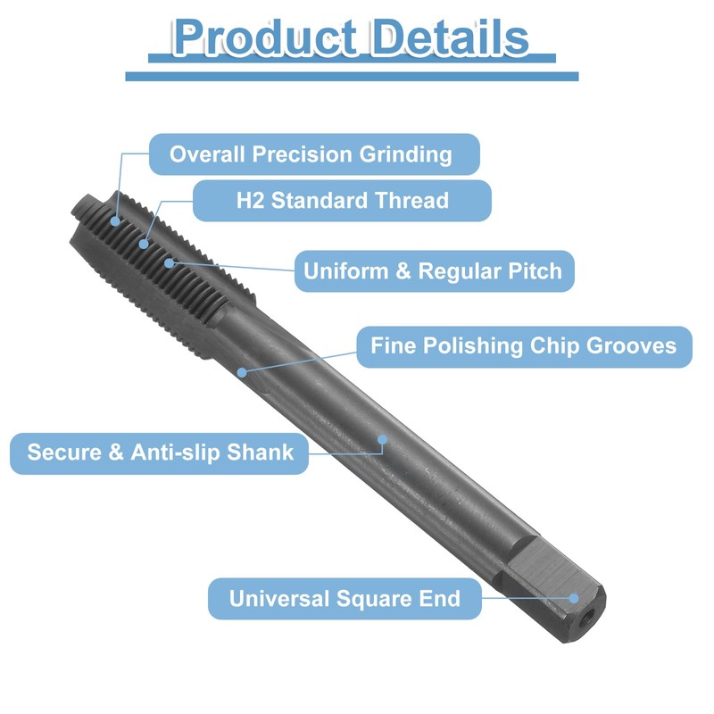 sourcing map Straight Flute Screw Taps M10 x 1 H2