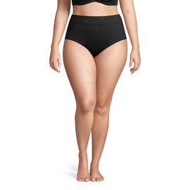 Lands' End Womens Chlorine Resistant High Waisted Bikini Bottoms Control Black Regular 8
