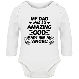 Hippowarehouse My dad was so Amazing God Made him an Angel Baby Vest Bodysuit (Long Sleeve) Boys Girls White