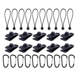 MHZXLC 30 Piezas Clips de Lona Pinzas de Tienda con Cuerdas Elásticas de Bola y Mosquetón para La Fijación de Lonas, Toldos, Camping al Aire Libre, Caravanas, Marquesinas