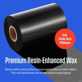 Westinghouse Thermal Transfer Ribbon, 4.33" x 1476', 1" Core, Compatible with Zebra ZT410, ZT420, ZT610, ZM400, Premium Wax Resin Enhanced Ink Side Out Wax Ribbon for Thermal Printers, Black, 1 Roll