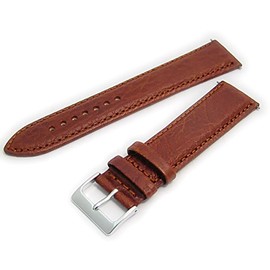 Verona Padded Camel Grain XL Extra Long Leather Watch Strap Band 16mm Tan with Chrome (Silver Colour) buckle