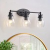 Modern 3-Light Bathroom Vanity Light in Black Finish with Seeded