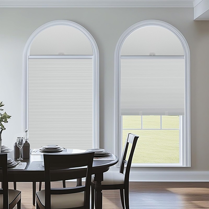 Changshade Arch Window Shades Blackout,Half Moon(Radius: 24") Blackout Pleated Window