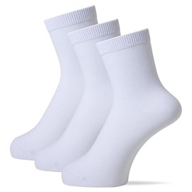 Okamoto 635172 Women's School Socks, Set of 3, 5.9 inches (15 cm) Length, Plain, Ribbed, Deodorizing, Tear Resistant, School Socks,, white_solid