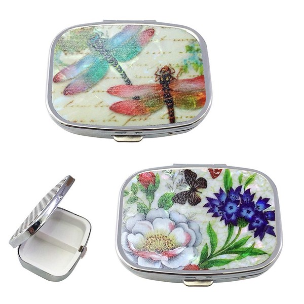 Feelairy Pack of 2 Portable Pill Box Metal Waterproof Tablet