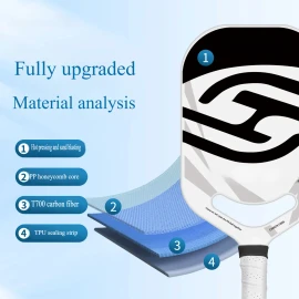 USAPA Approved T700 Carbon Fiber Racquet with Honeycomb Core 16mm Thickness Lightweight & Ergonomic DesignMaterial: Carbon Fiber, Color: Black